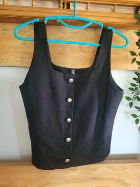 Nwt Joelle Collection Callie Black Women’s Button-Front Tank Top